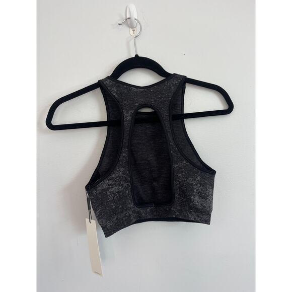 Calvin Klein Sports Bra Women S Black Gray Marble Racerback Seamless NWT - Picture 2 of 5
